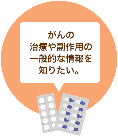 がんの治療や副作用の一般的な情報を知りたい。